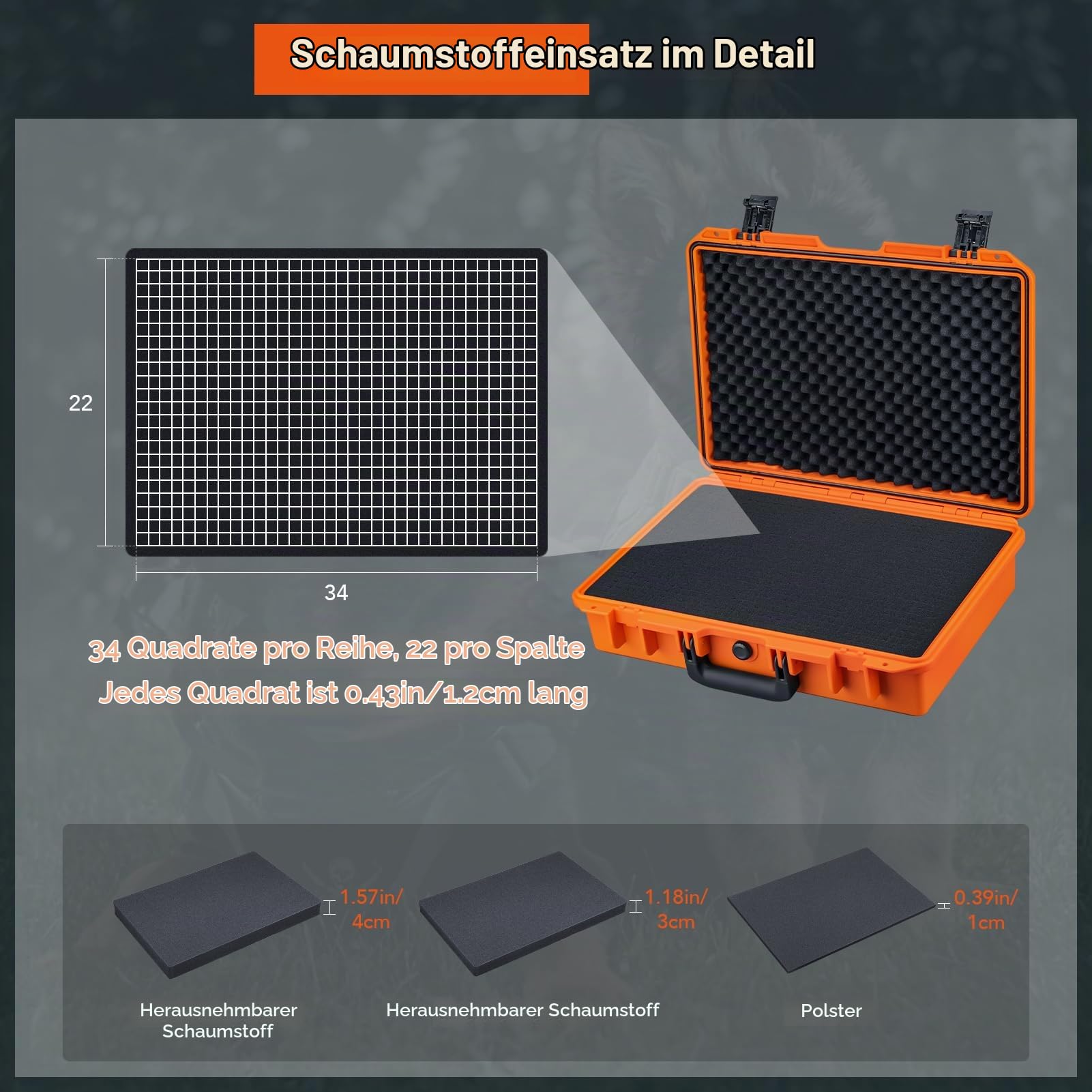 Lykus HC-4410 Wasserdicht Koffer mit Schaumstoff, Innengröße 40x26x10cm | IP67 wasserdicht, steckbarer Schaum, geeignet für Kameras, Objektive, elektronische Geräte und mehr