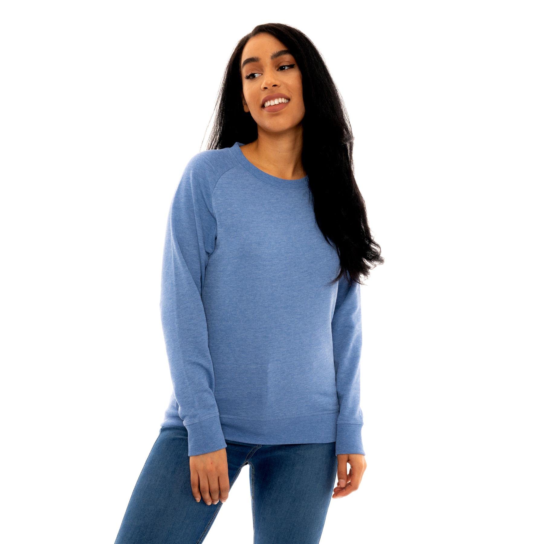 Style It UpWomens Basic Plain Crew Neck Sweatshirt Pullover Sweater Long Sleeve Jumper Top Ladies Sizes 8-12 UK