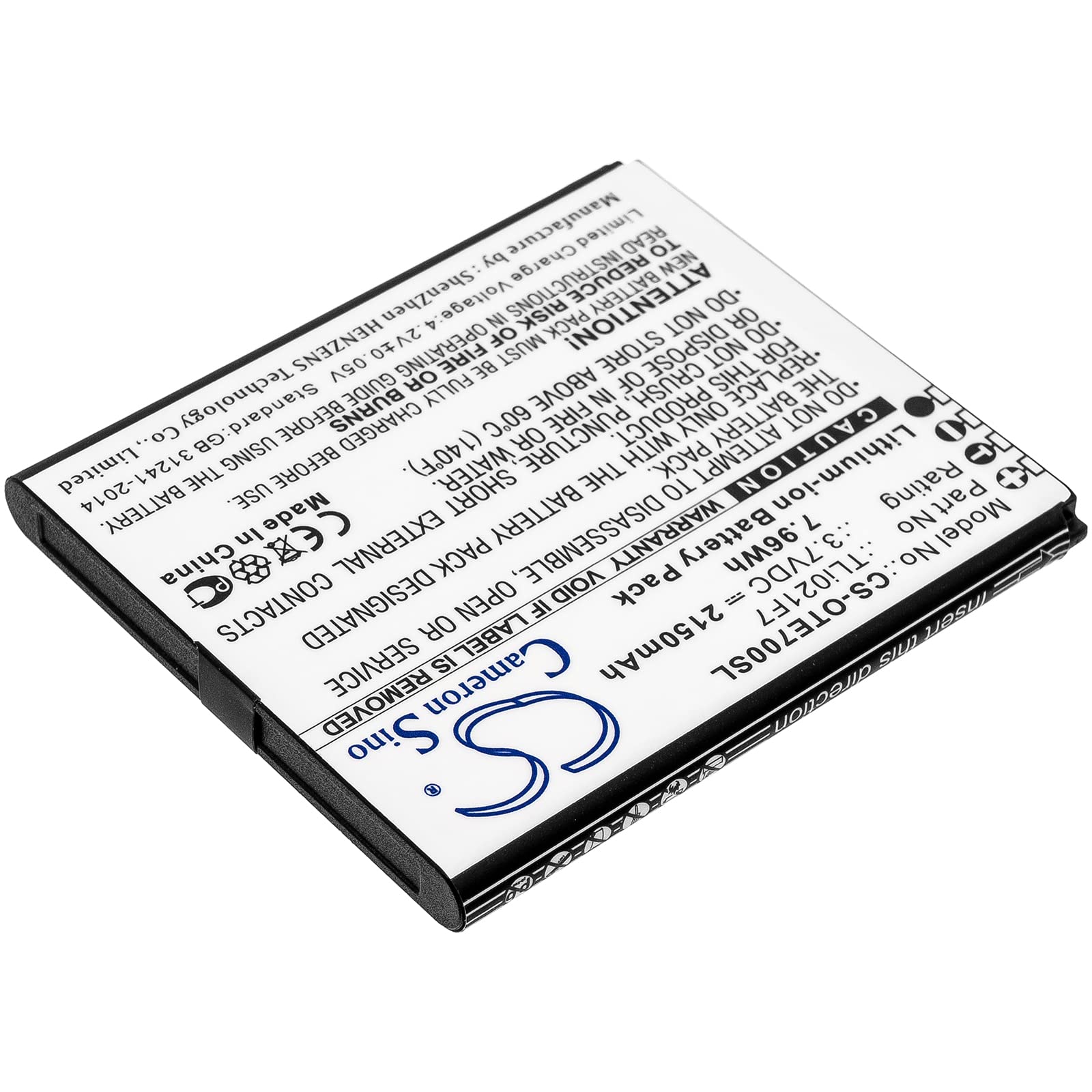 FYIOGXG Cameron Sino Battery for Alcatel EE70, EE70VB, EE Mini 2 4G LTE PN:Alcatel TLi021F7 2150mAh / 7.96Wh