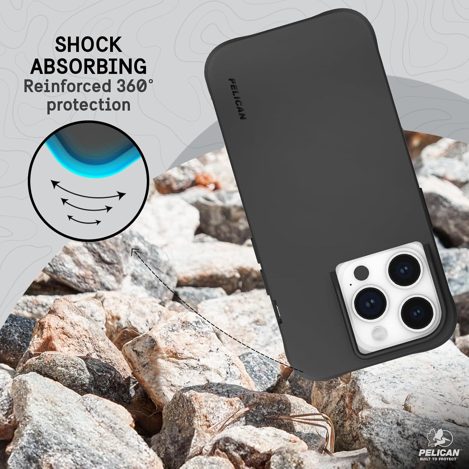 Pelican Ranger Series - iPhone 15 Pro Case 6.1" [Wireless Charging Compatible] Protective Phone Case with Anti-Scratch Tech [12ft MIL-Grade Drop Protection] Slim Rugged Cover for iPhone 15 Pro - Black - Image 8