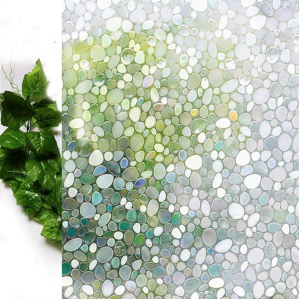 Niviy Glass Window Film No Glue Privacy Window Cling 3D Pebble Decal Glass Stickers for Doors, Cabinet, Bathroom 17.7'' by 78.7''
