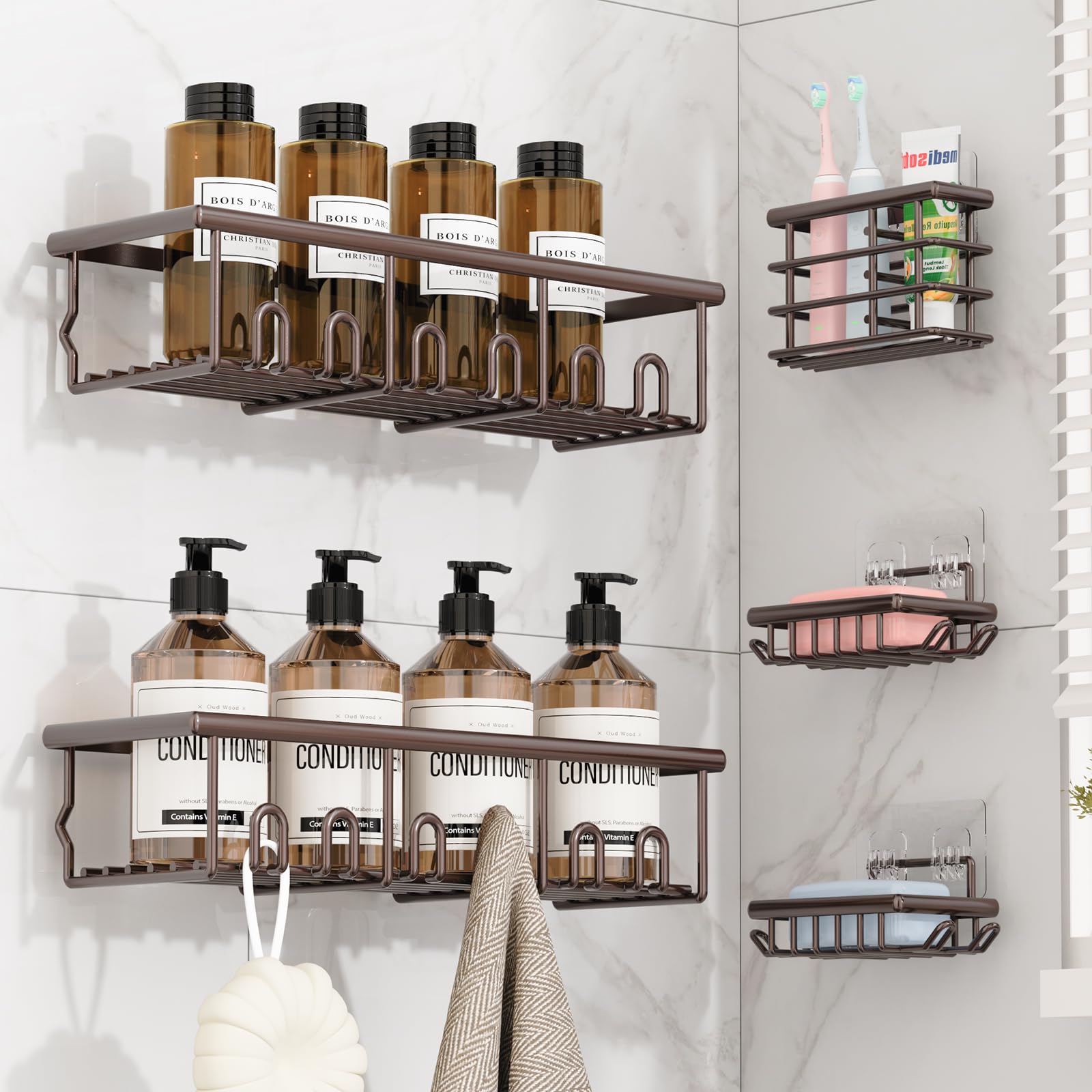 Adhesive Bathroom Holders - 5 Pack, No Drilling! -9 Adhesive Bathroom Holders - 5 Pack, No Drilling! -9