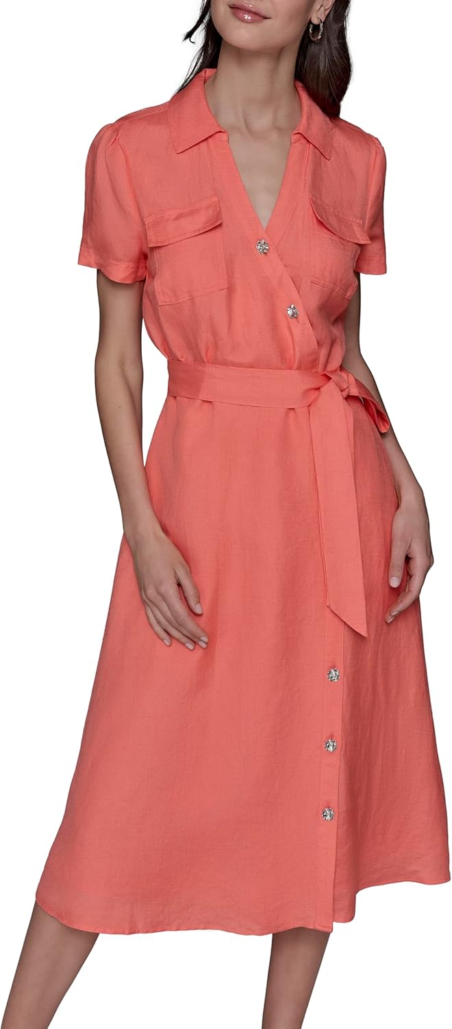 Karl Lagerfeld Women's Button Down Bright Dress