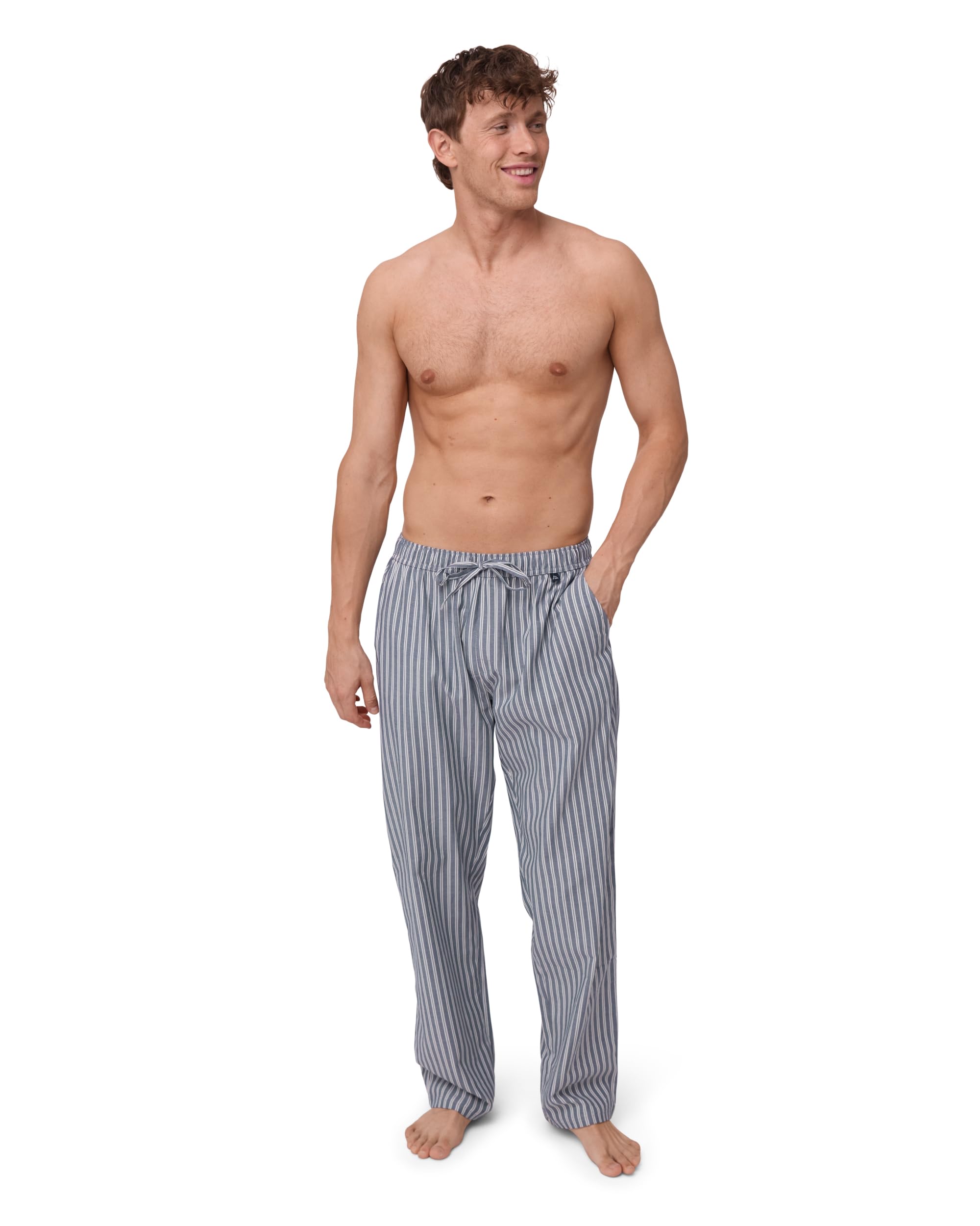 DANISH ENDURANCE Schlafanzughose Herren Lang, 100% Bio-Baumwoll Schlafanzug Lang, Pyjama Hose Herren mit verstellbarem Bund & Regulärer Passform mit Taschen