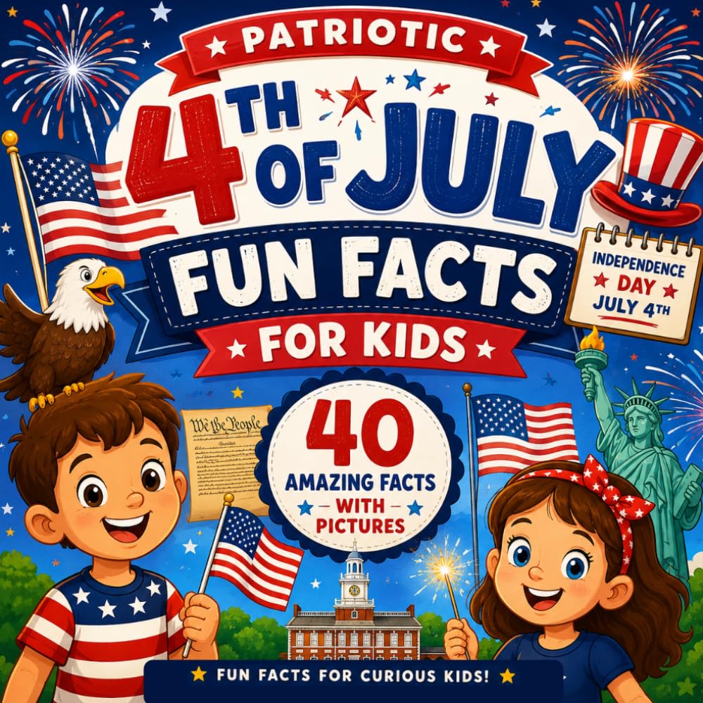 4th of July Fun Facts for Curious Kids: 40 Patriotic Independence Day Facts with Pictures for Kids About American History, Fireworks, Flags, Traditions, and Freedom