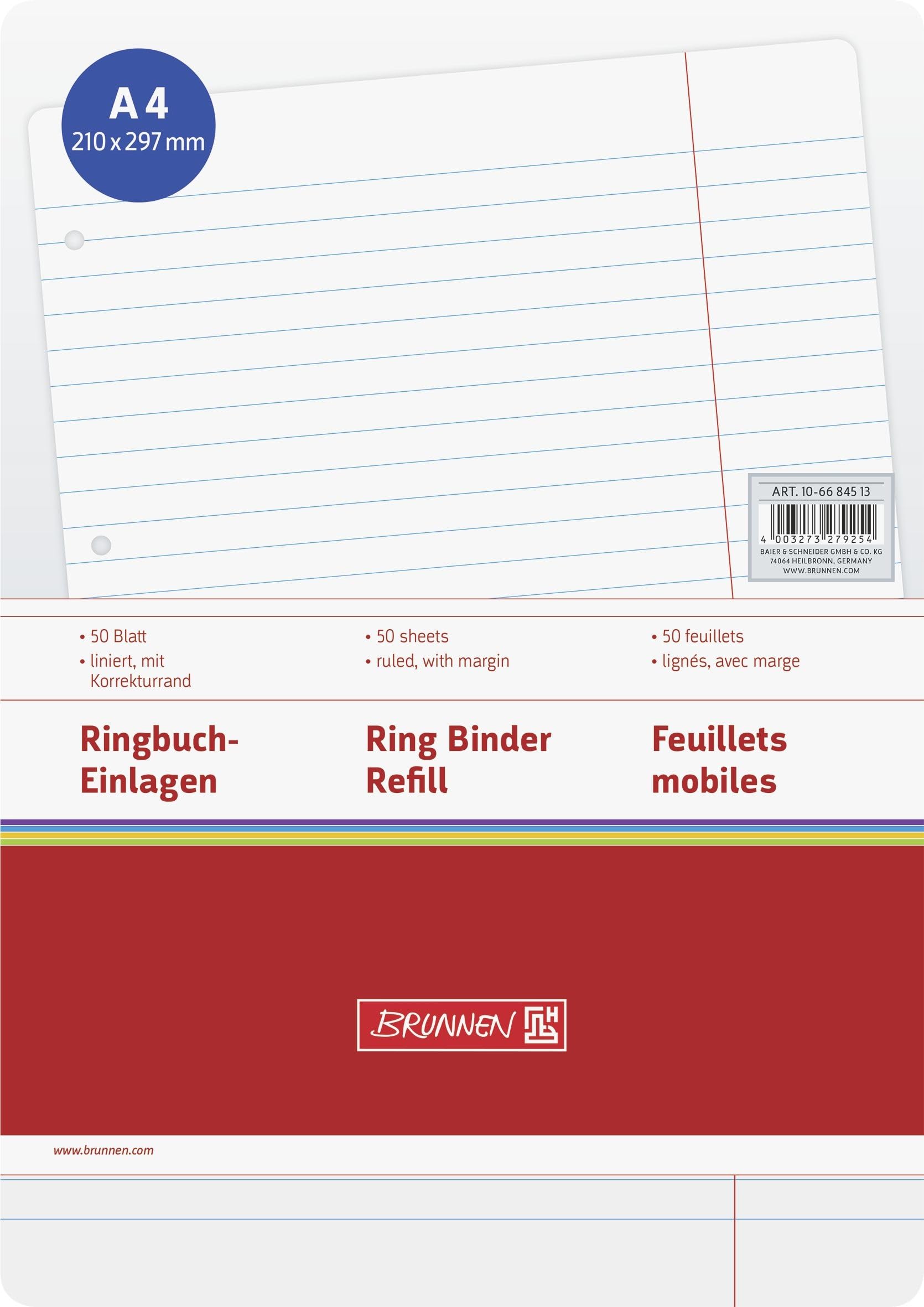 Brunnen 1026367640 10X Ringbucheinlage A4 lin mit KR 50Bl