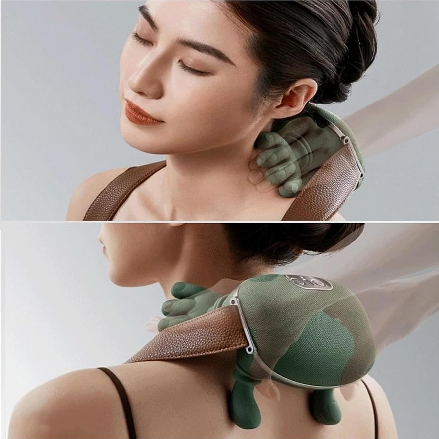 Masajeador Portátil De Cuello Y Hombros Con Forma De Mano Y Calor, Masaje Eléctrico Shiatsu Para Aliviar El Dolor De Cuello Y Espalda, Relajación Con Tacto De Manos Reales Para El Hogar,La Oficina
