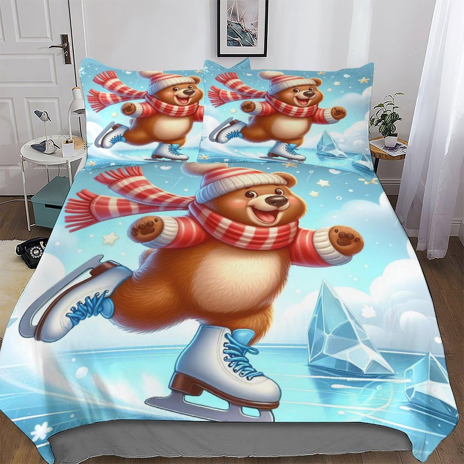 Parure de lit housse de couette en microfibre hypoallergique ours king 220x240