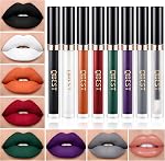 QiBest 7Pcs Rouge à lèvres liquide mat avec 1Pcs Ensemble de maquillage Lip Plumpper, étanches Ensembles de brillants Lip Kit Pigmented Long Lasting Velvet Lip Makeup Valentine's Day Gift for Women and Girls
