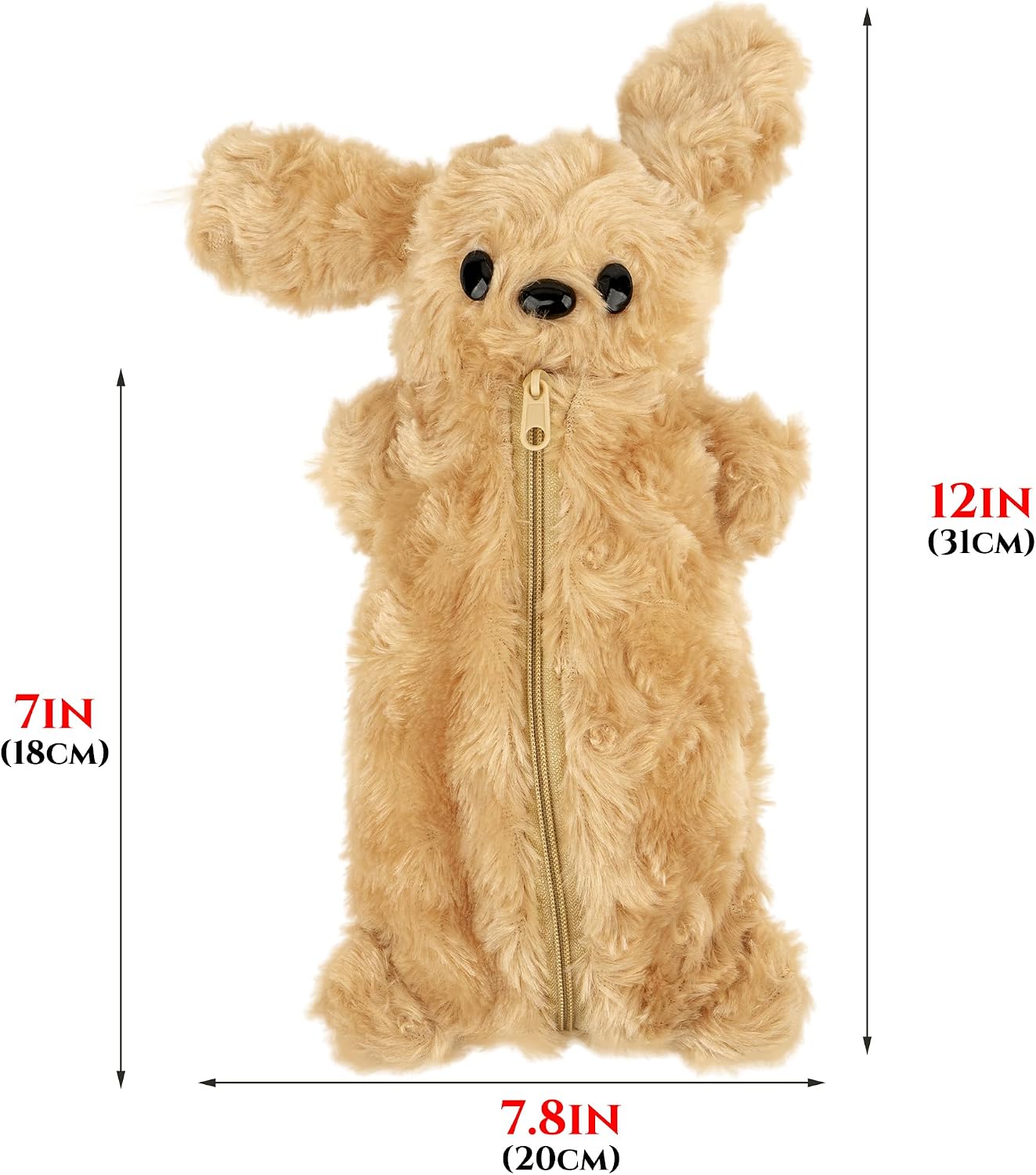 Teddy Pencil Pouch, Cute Teddy Zipper Pencil Pouch, Plush Animal Pencil Case Bag for Office Classroom Supplies image 2