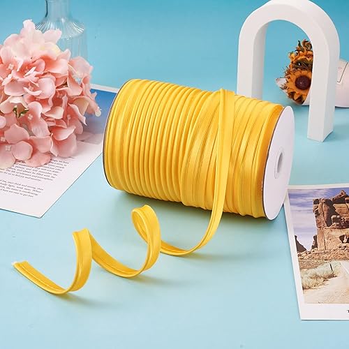 Miniatura 5 de Beadthoven - Cinta bies de poliéster satinado de 38 pulgadas, 109 yardasrollo, de poliéster satinado brillante, de un solo pliegue, cordón de unión