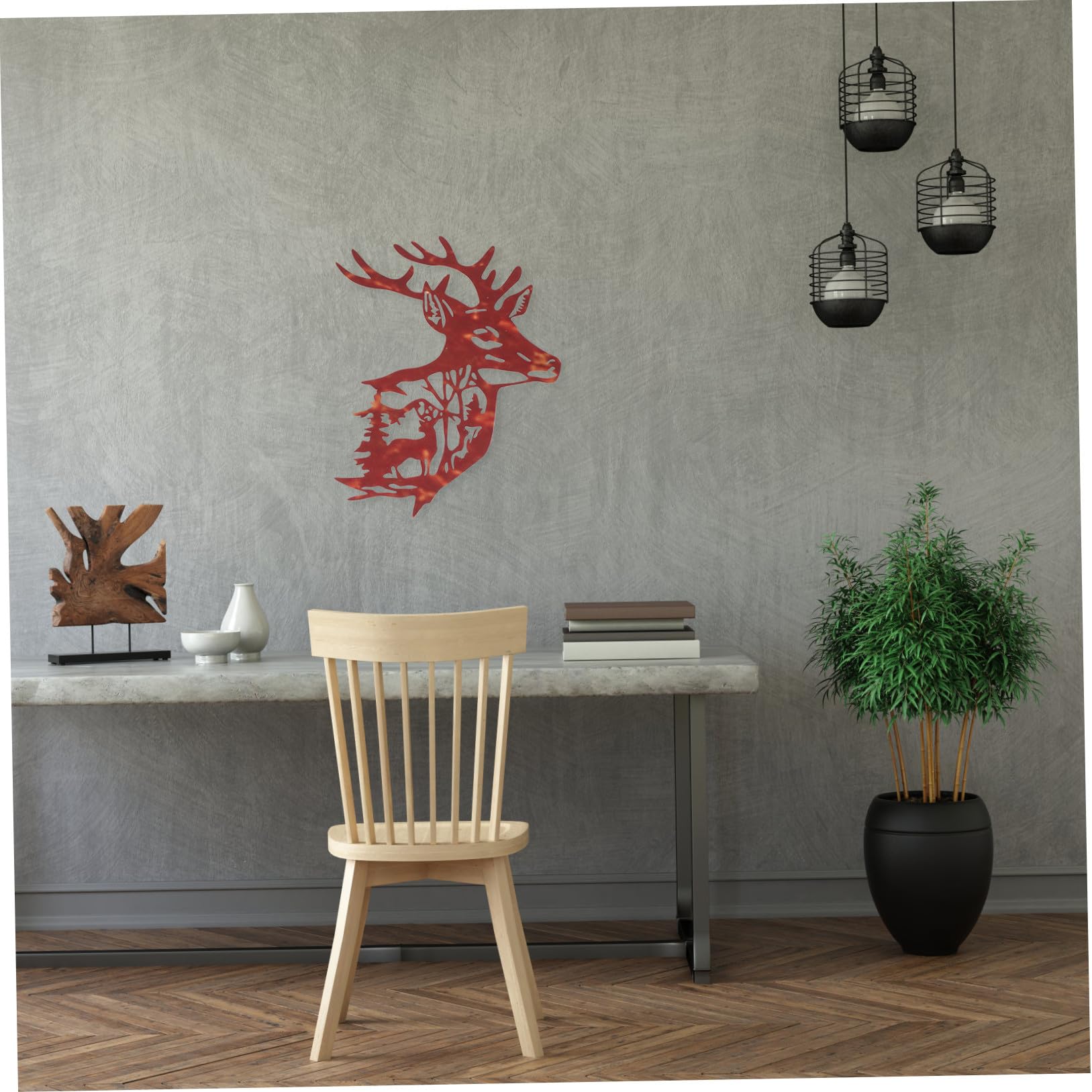 Mobestech Decorazione Murale Facile da Appendere e 3 Pezzi in Ferro a Forma di Cervo Artigianato Metallico per Interno e Giardino per Interno Giardino