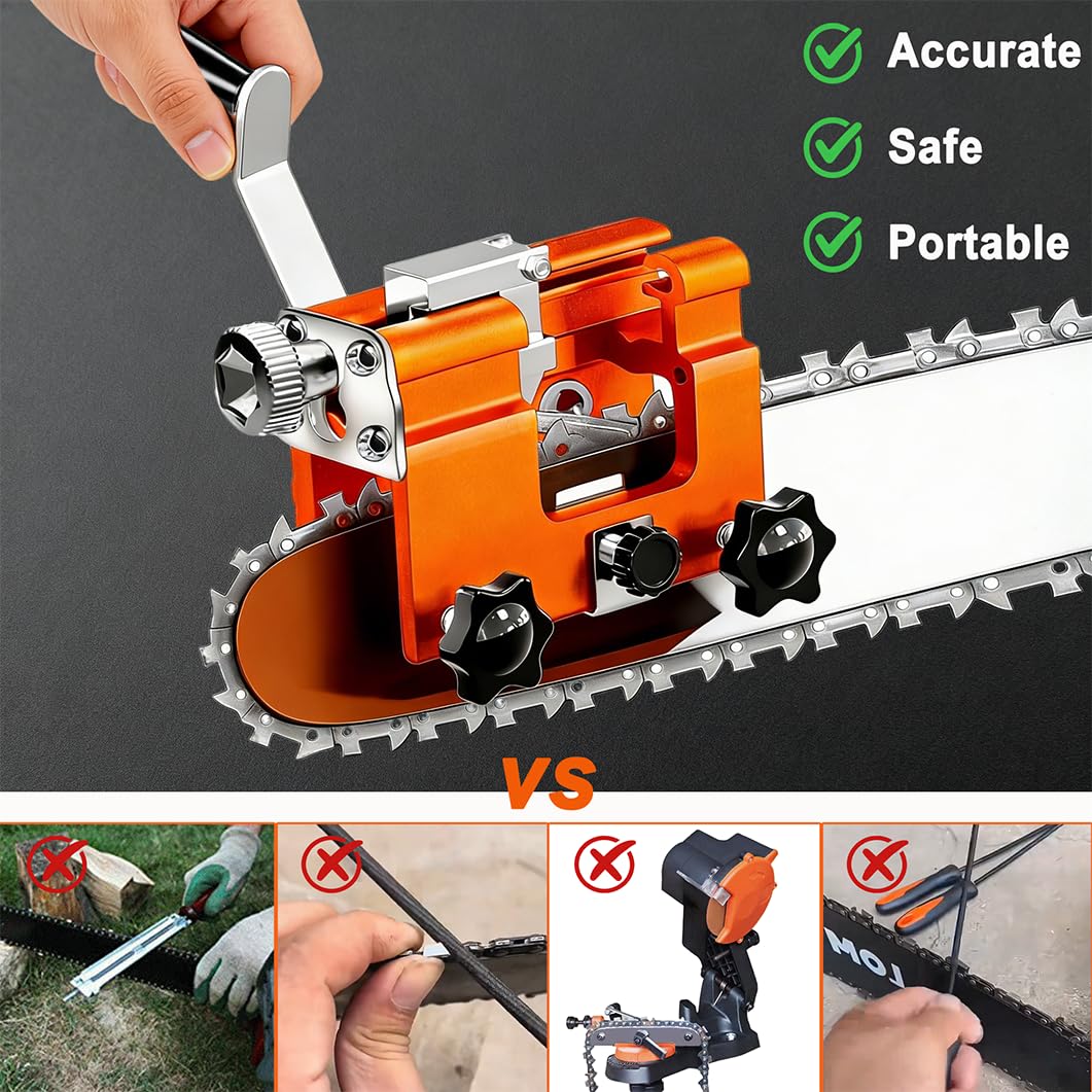 Affila Catena Motosega, Manovella Affilacatene Abrasive Affilacatene Manuale Per Motosega con 5 Testine, Affilatura Rapida per Riparazione di Motoseghe