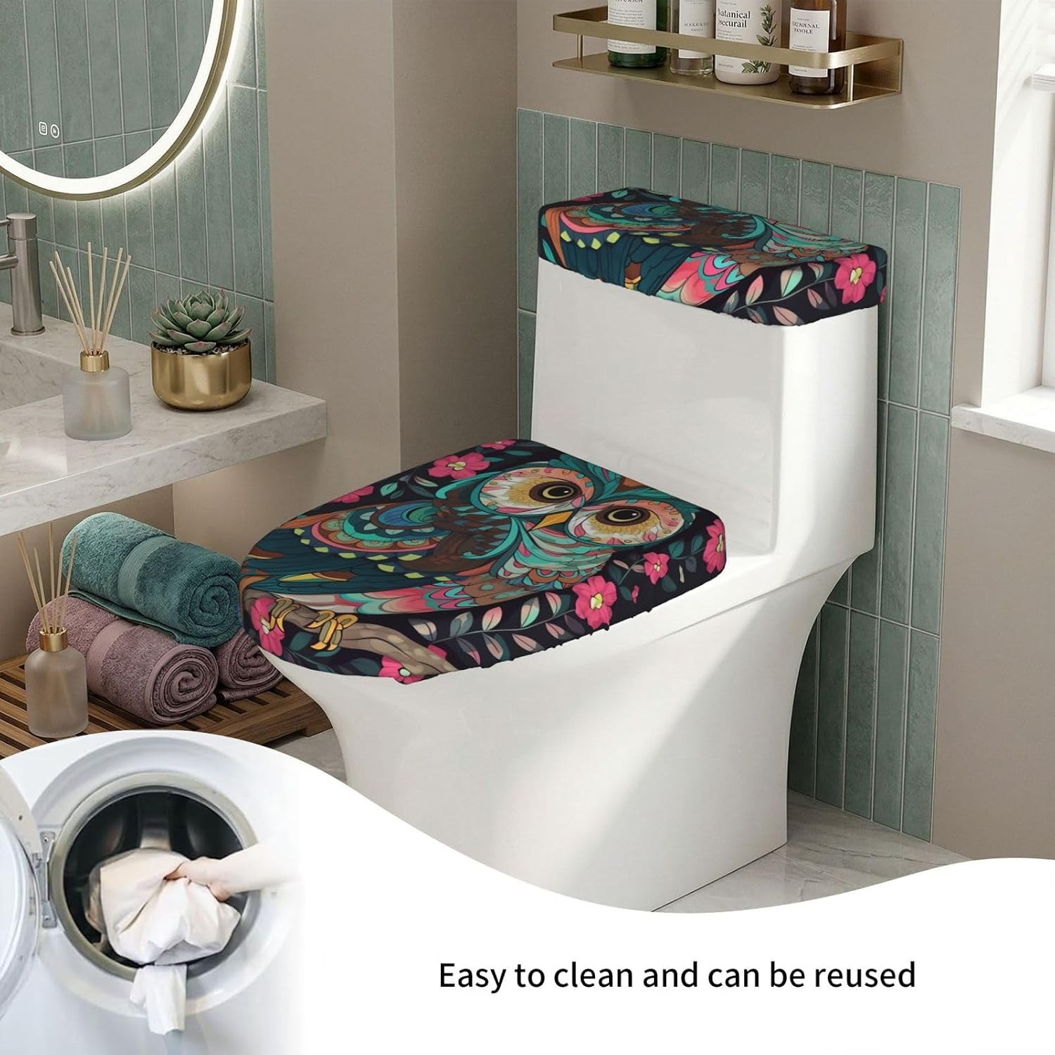 2 Pcs Toilet Lid Cover and Toilet Tank Lid Cover Set for Bathroom Decor image 5