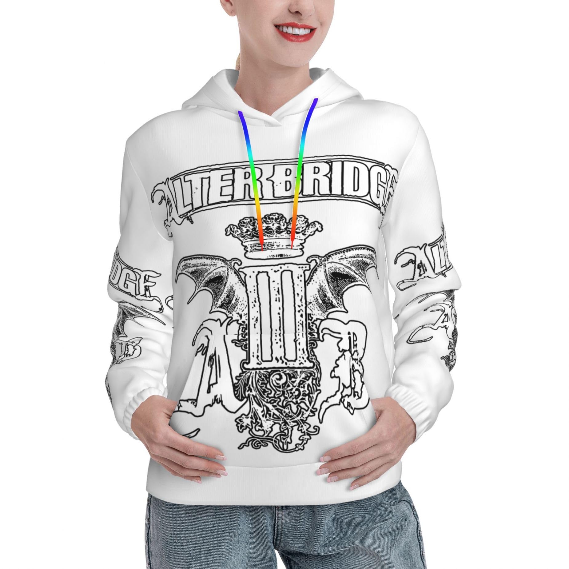 Mzpqdkslk Women's 13 Alter Logo Graphic ​​Black Bridge Hoodie Long Sleeve Sweatshirt For ​​Teen Boy Hooded Neck Music Band Pullover Clothes Merch For Fans Gift
