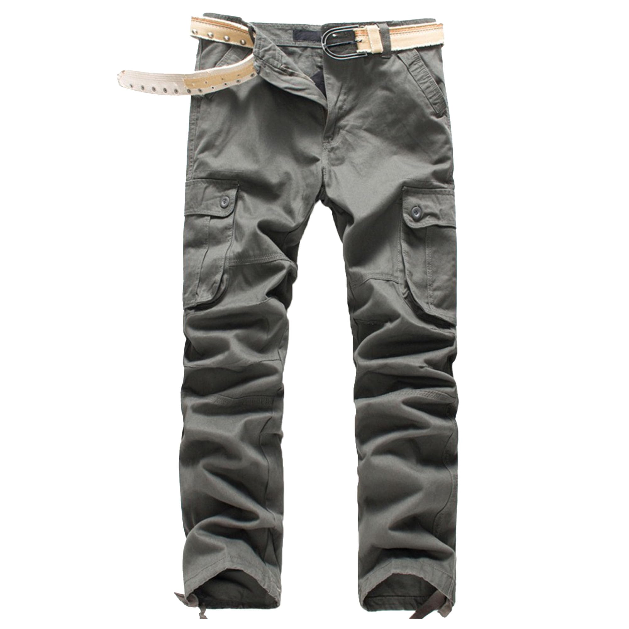 Mens Multi Pockets Cargo Pants Hiking Combat Work Outdoor Trousers Casual Slim Straight Fit Sweatpants