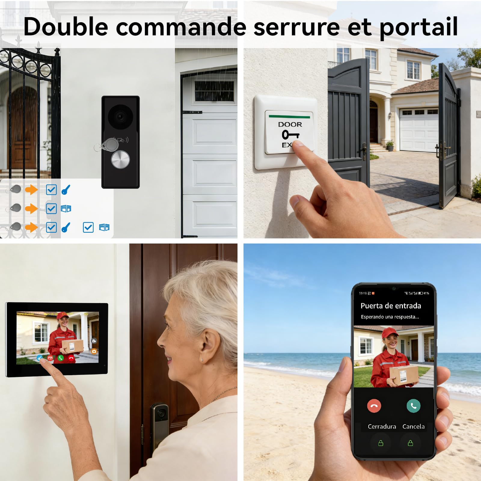 Visiophone Filaire Connecté à 2 Fils, Interphone Vidéo IP WiFi avec 7'' écran Tactile,1080P Sonnette Portier, APP Unlock à Distance,Détection de Mouvement,Lecture, Enregistrement