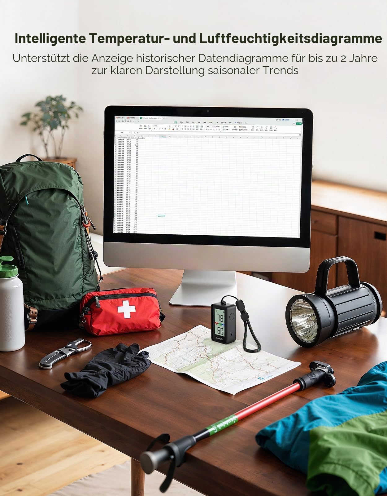 GoveeLife IP65 Thermometer Hygrometer Innen Außen, wasserdicht, LCD Display, Bluetooth Außenthermometer, Benachrichtigungsalarm, 2 Jahre Datenspeicherung, für Camping, Zimmer, Gewächshaus