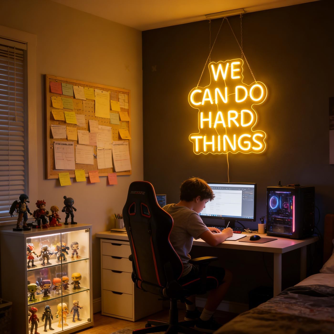 "We Can Do Hard Things" Led Decorative Light Up Neon Signs for Home Kid's Play Room Game Room School Classroom Office Party Wall Art Decorations Birthday Christmas (Warm white) image 2