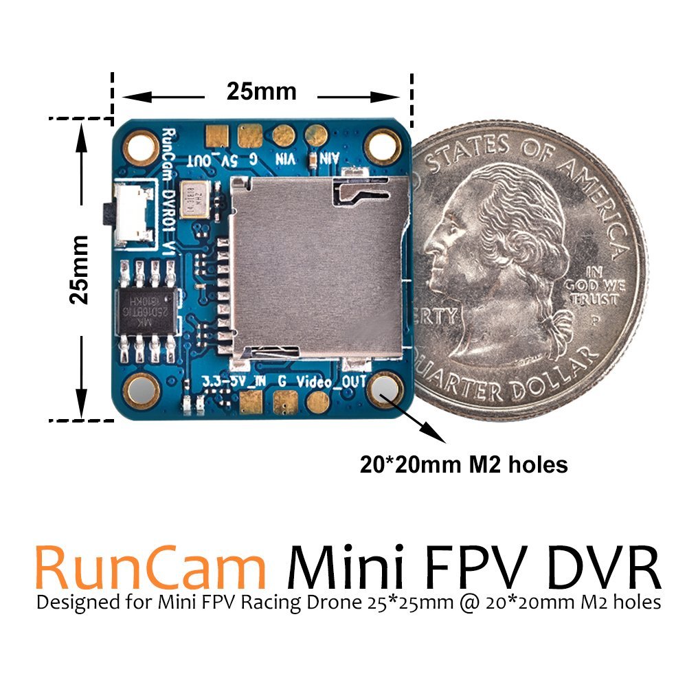 Amazon.com : RunCam Mini FPV DVR Video Audio Recorder 25 x 25mm M2 holes  Lossless video output for VTX for Mini FPV Racing Drone Quadcopter :  Electronics