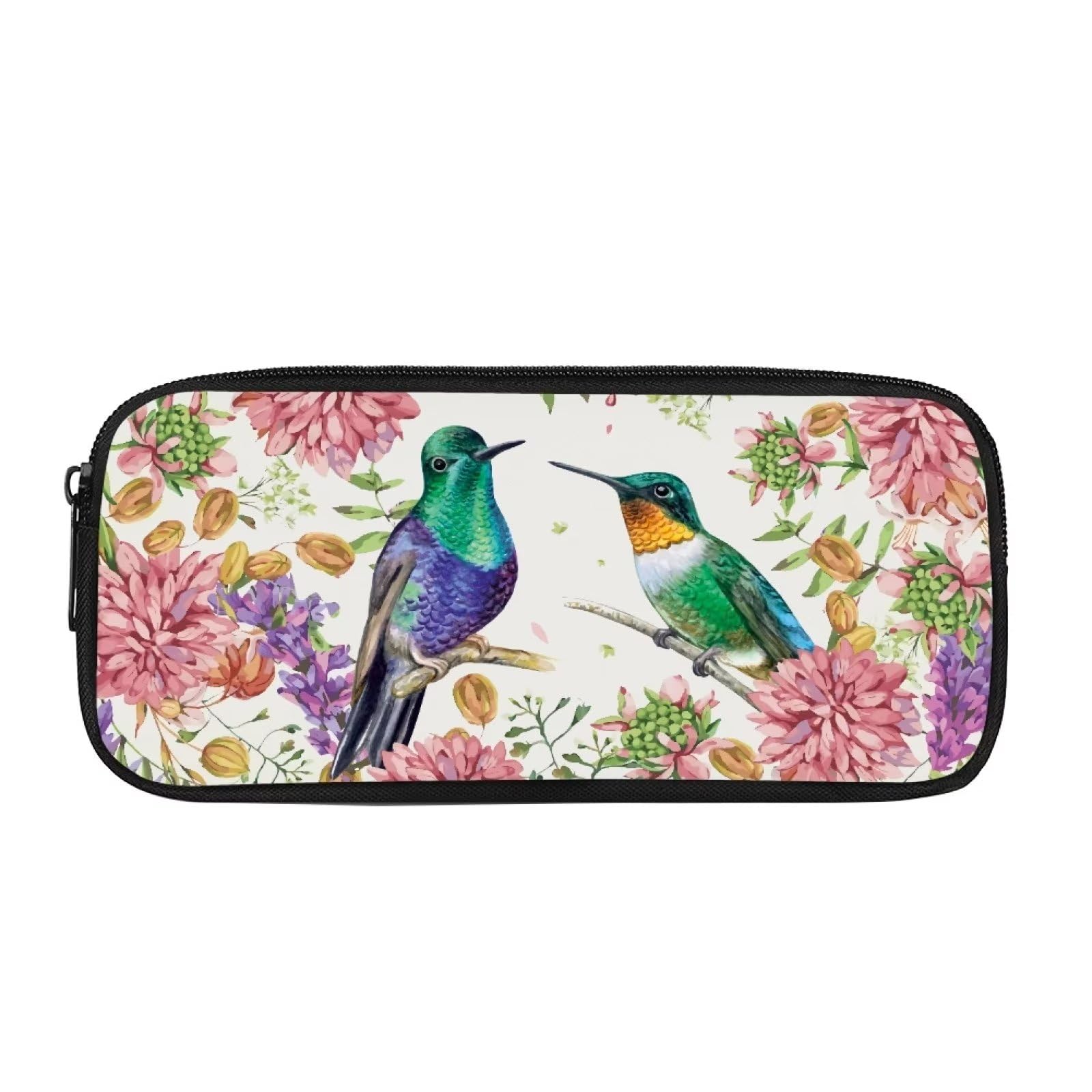 Showudesigns Flower Birds Pencil Case Bag Spring Hummingbirds Floral Pencil Bags for Girls School Supplies Stationery Pouch Big Capacity โ image 1