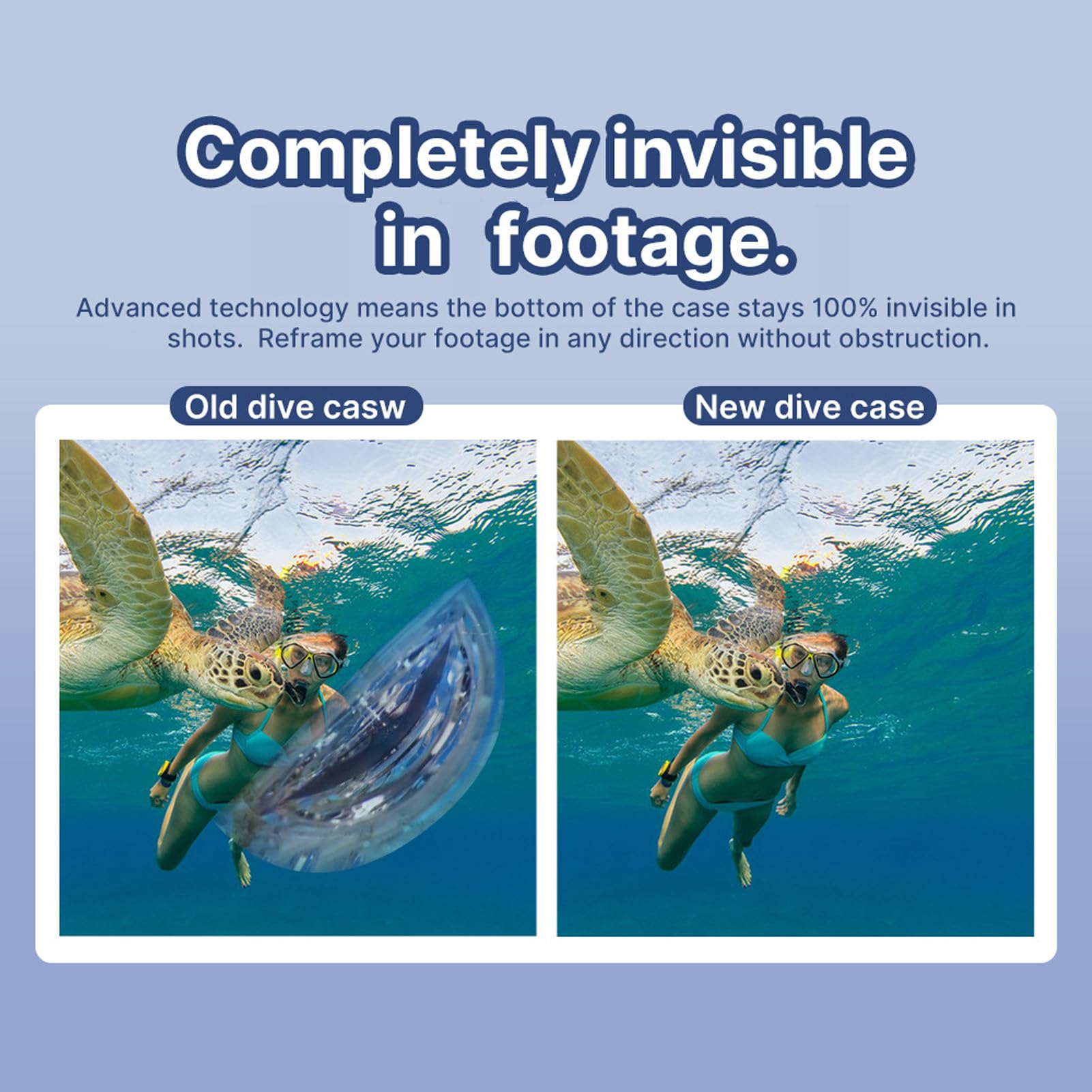 Custodia Subacquea Invisibile per Action Camera X3 Custodia Subacquea per Custodie Fotografiche X3 Cover con Staffa, Impermeabile Fino a 45 M