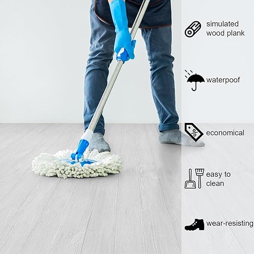 Miniatura 74 de Oxdigi Rollo de vinilo autoadhesivo para suelos de 24 x 393 pulgadas / 64 pies cuadrados, tablones de vinilo autoadhesivos para suelos de madera