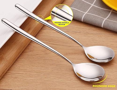 Miniatura 4 de Cuchara de acero inoxidable, mango largo, cucharas de sopa de mango largo coreano, cuchara de sopa de mango redondo de acero inoxidable, cucharas de