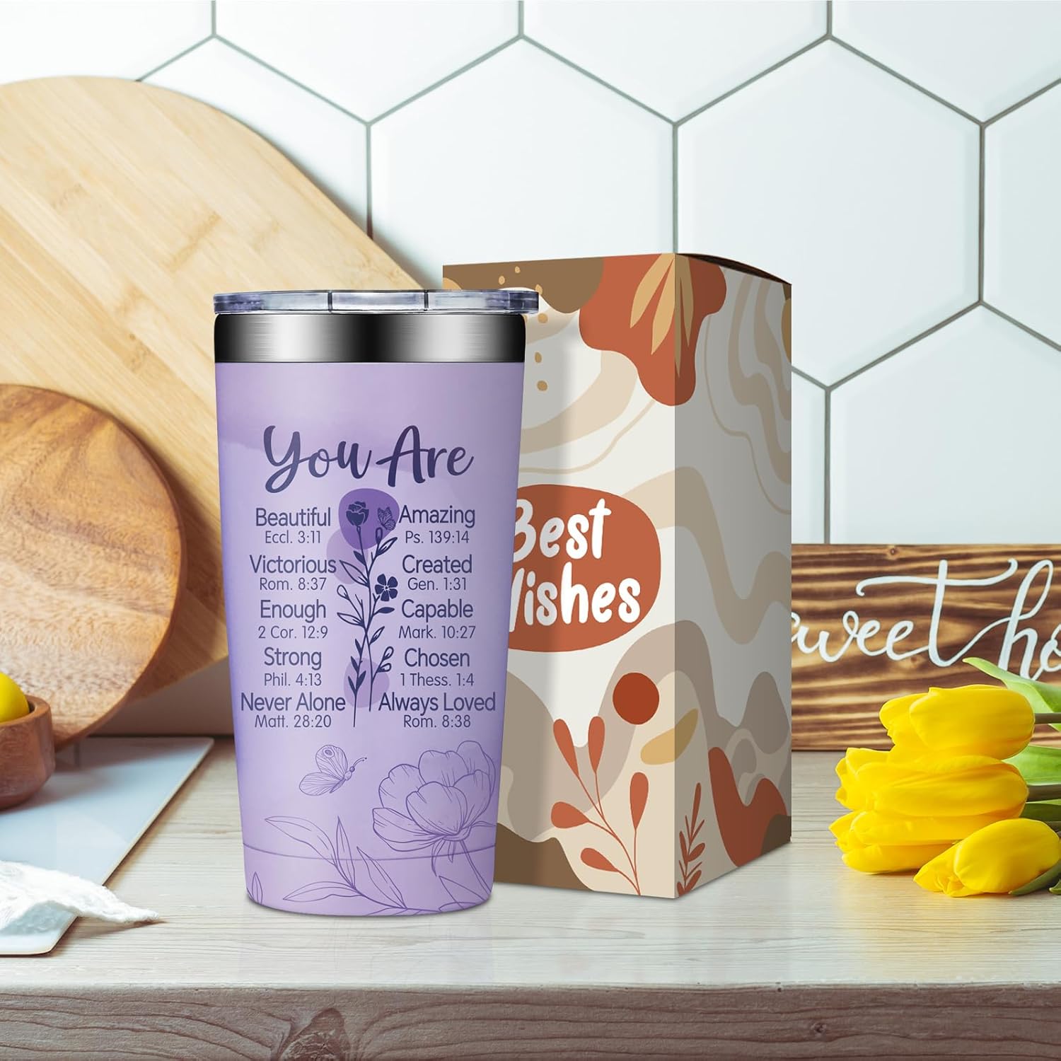 Grifarny Christian Gifts for Women Faith - Religious, Spiritual, Catholic, Bible, Jesus Gifts for Women - Christian Mothers Day Gift - Purple Christians Baptism Tumbler 20 oz - Image 7