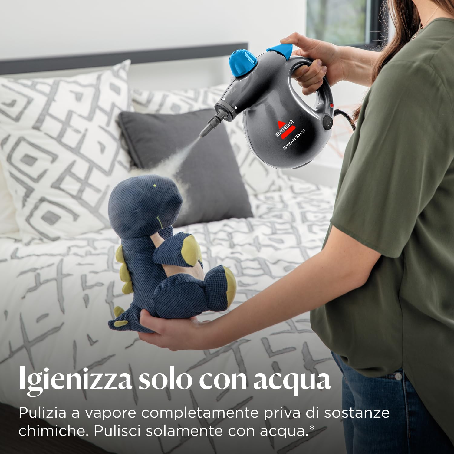 BISSELL Steam Shot Pulitore a Vapore Portatile 4267N | Multiuso con 10 accessori, per ripiani, piastrelle, fughe, cucina, bagno, finestre