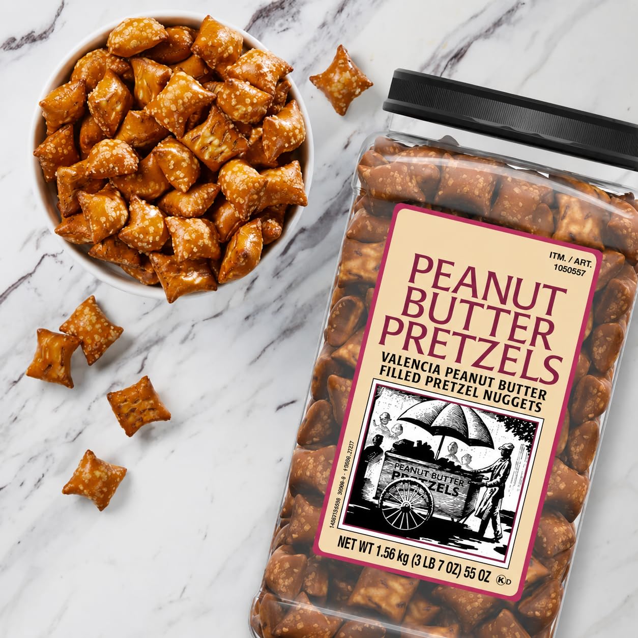 Peanut Butter Pretzels Nuggets Snack - Valencia Pretzels With Peanut Butter Filling 3 LB 7 OZ 55 OZ with Mini Scooply Scoop product thumbnail 7
