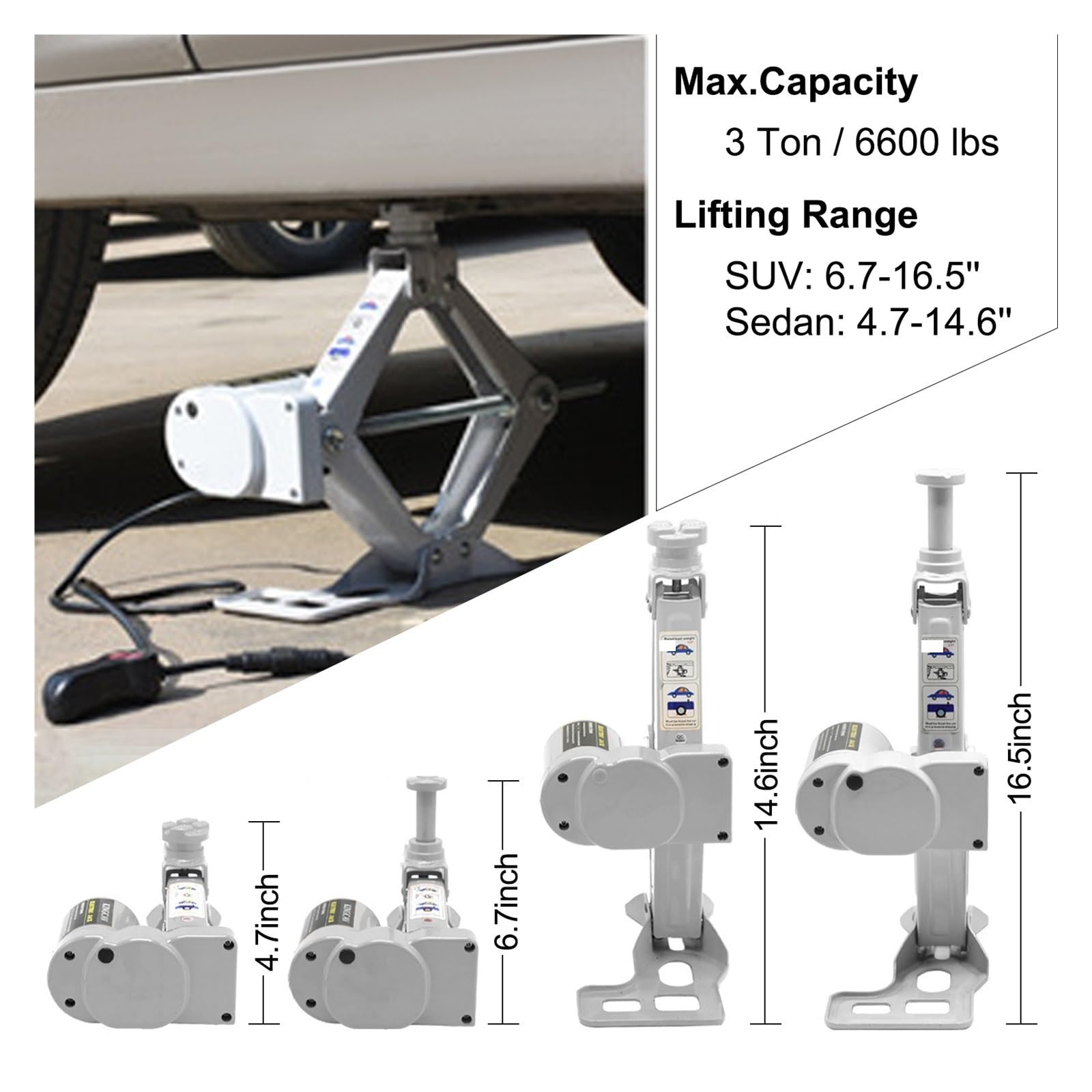 3 Ton Elektryczny Podnośnik Samochodowy Zestaw Do Podnoszenia DC 12V Podłogowy Klucz Udarowy Pompa Powietrza SUV Auto Narzędzia Naprawy Samochodu Wysokie Podnoszenie(Jack Pump Wrench G)