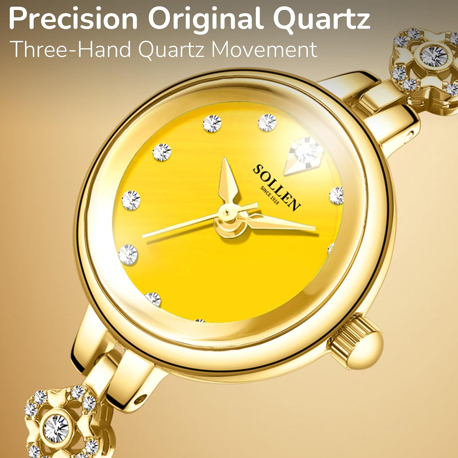 SOLLEN Women's Bracelet Watch, Analog Quartz Dainty Fashion Ladeis Watches, Waterproof Luxury Vintage Casual Women Wristwatch, Jewelry Gift for Wedding, Anniversary, Birthday - Image 4