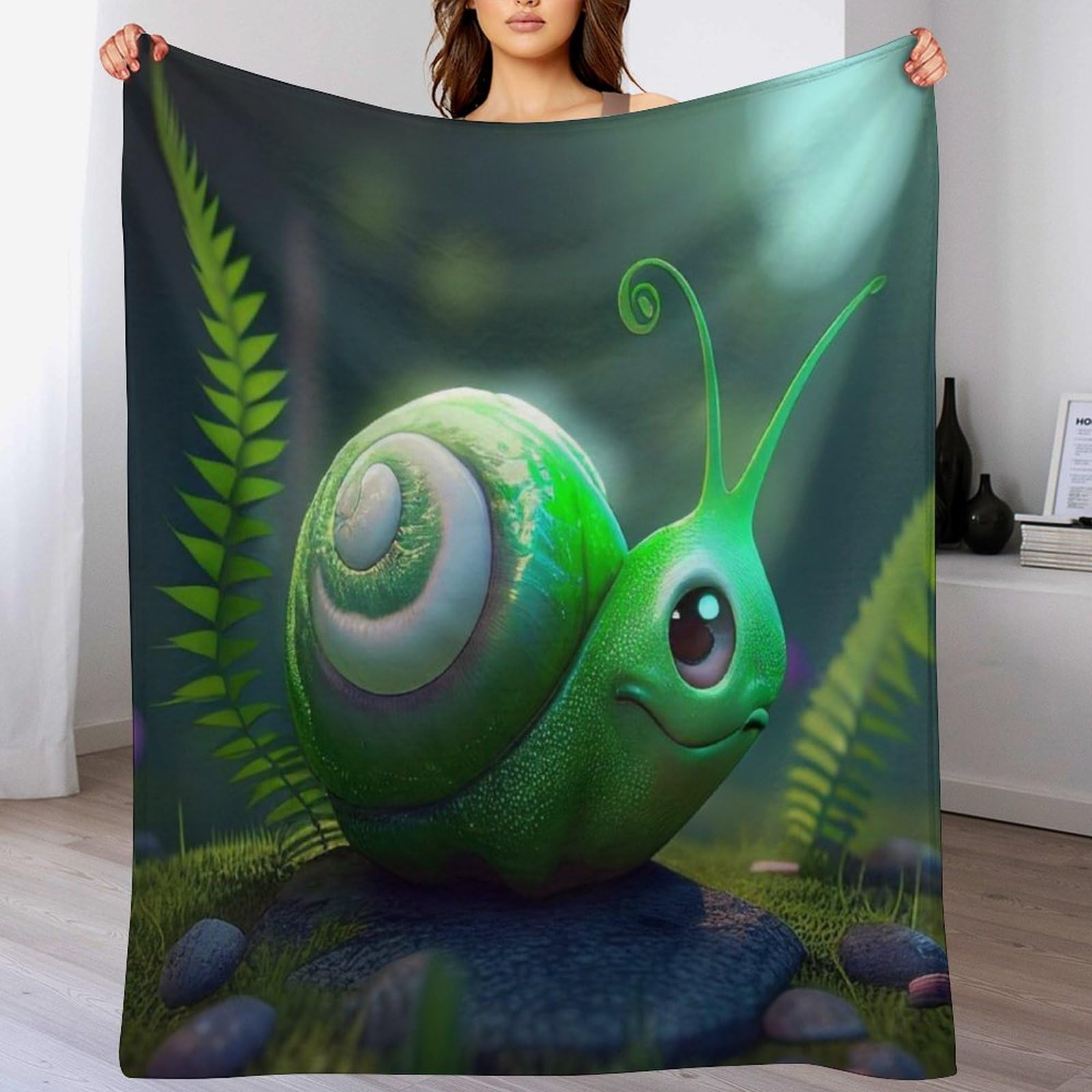 Couverture polaire escargot 180x200 cm en flannel douce pour lit