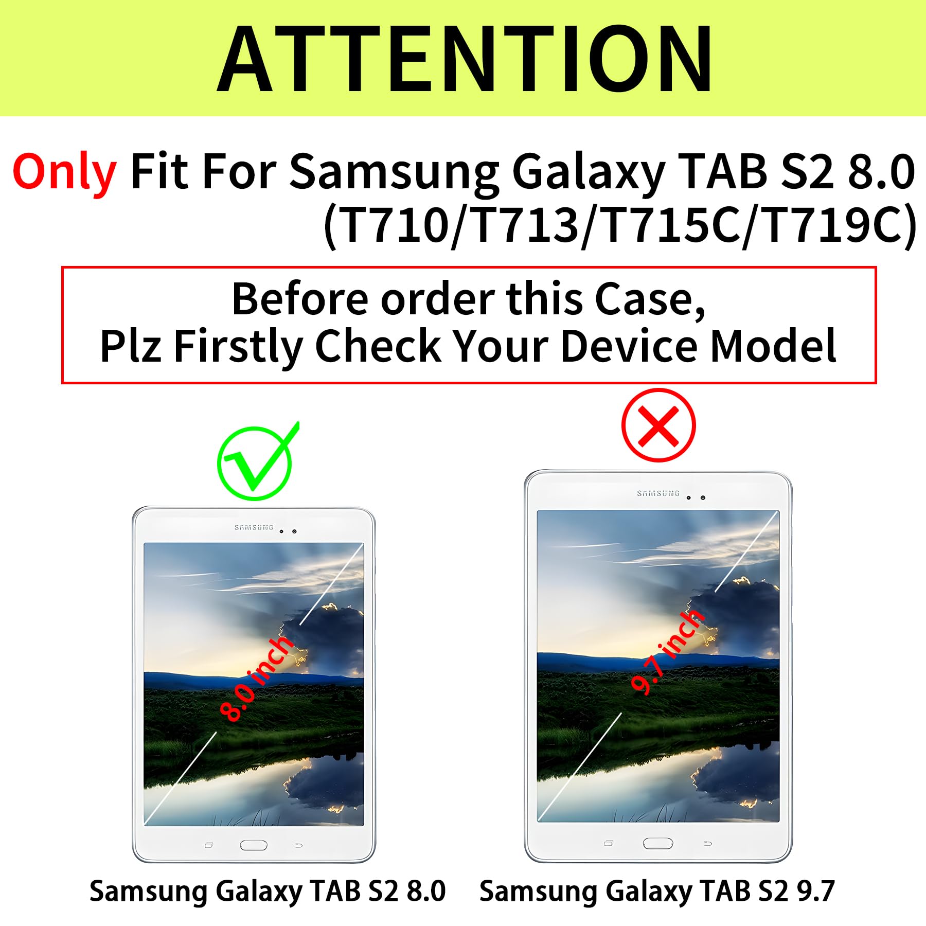 Tri-Fold Case Compatible with Samsung Galaxy TAB S2 8.0 inch Tablet (SM T710/T713/T715C/T719C), Includes a Screen Protector - Premium PU Leather Tri-Fold Cover with Auto Sleep/Wake