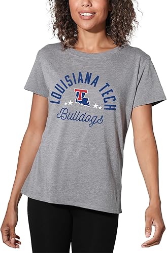 Colección oficial de camisetas sueltas para mujer, diseño de mascota desgastada universitaria, jaspeado atlético