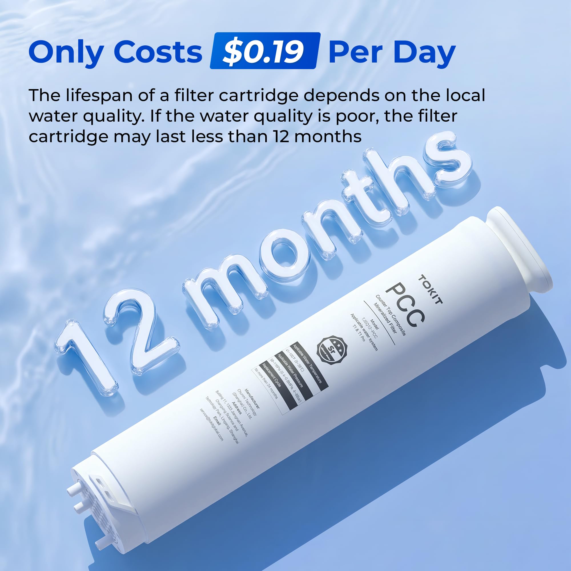 TOKIT T1 PPC Elemento Filtrante Reemplazo del Filtro de Agua (T1 PPC)