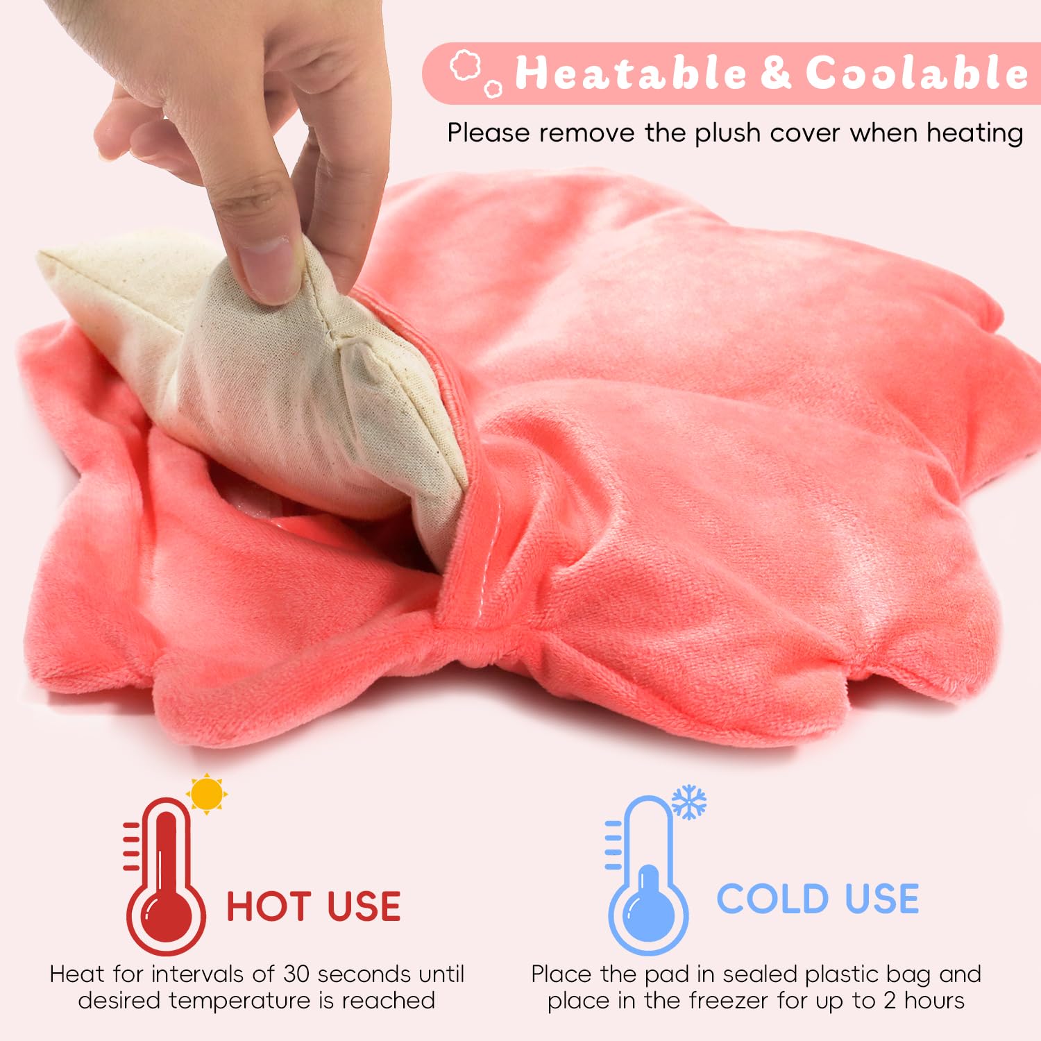 Almohadilla térmica para microondas para calambres menstruales, almohadilla térmica para microondas para mujeres y niños con paquete de calor húmedo para cuello y hombro, linda compresa suave y