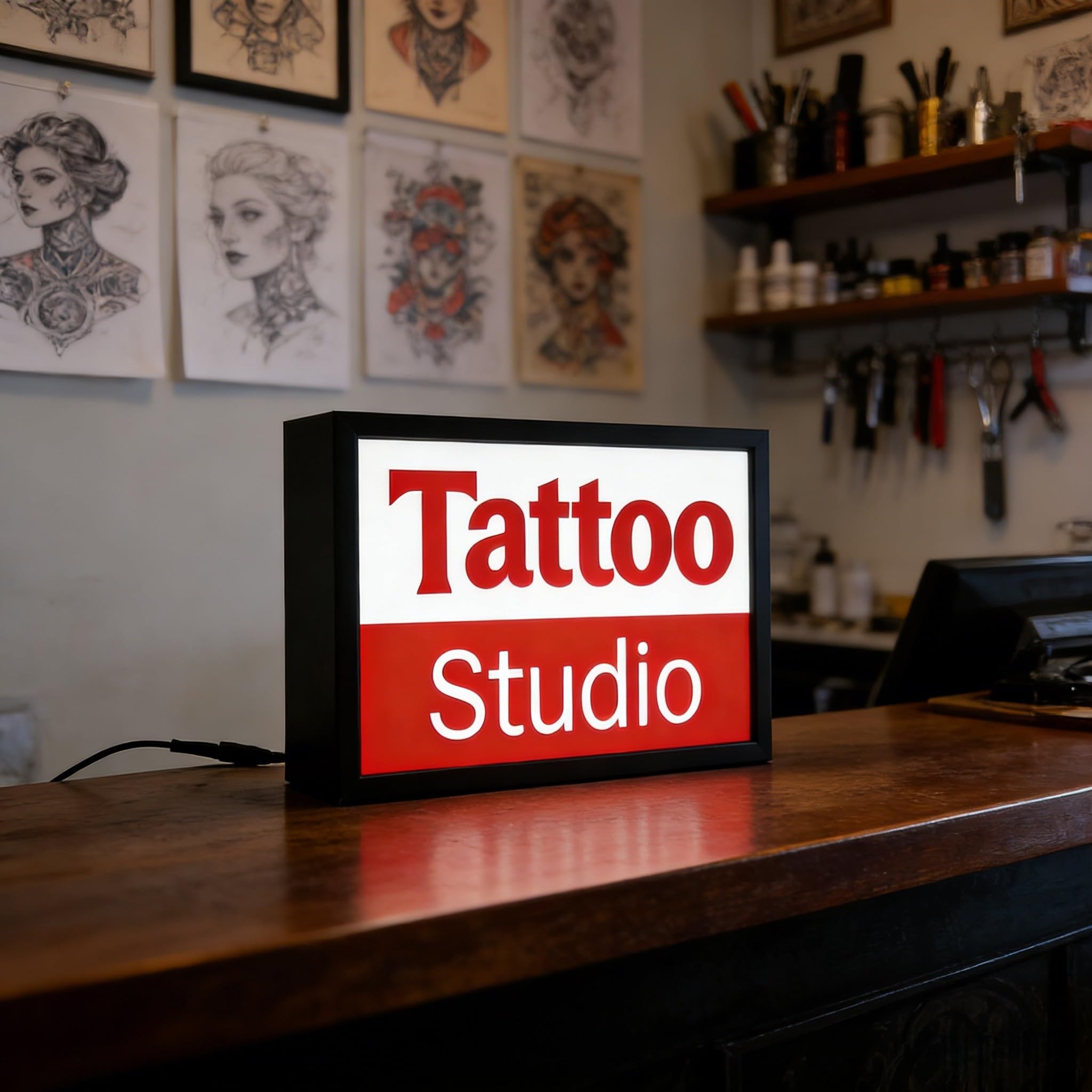 Tattoo Studio RGB led neon caja de luz Dimmable pared montable señal de advertencia para cine bibliotecas cafeterías casa empresa escritorio decoración de pared alimentado por USB