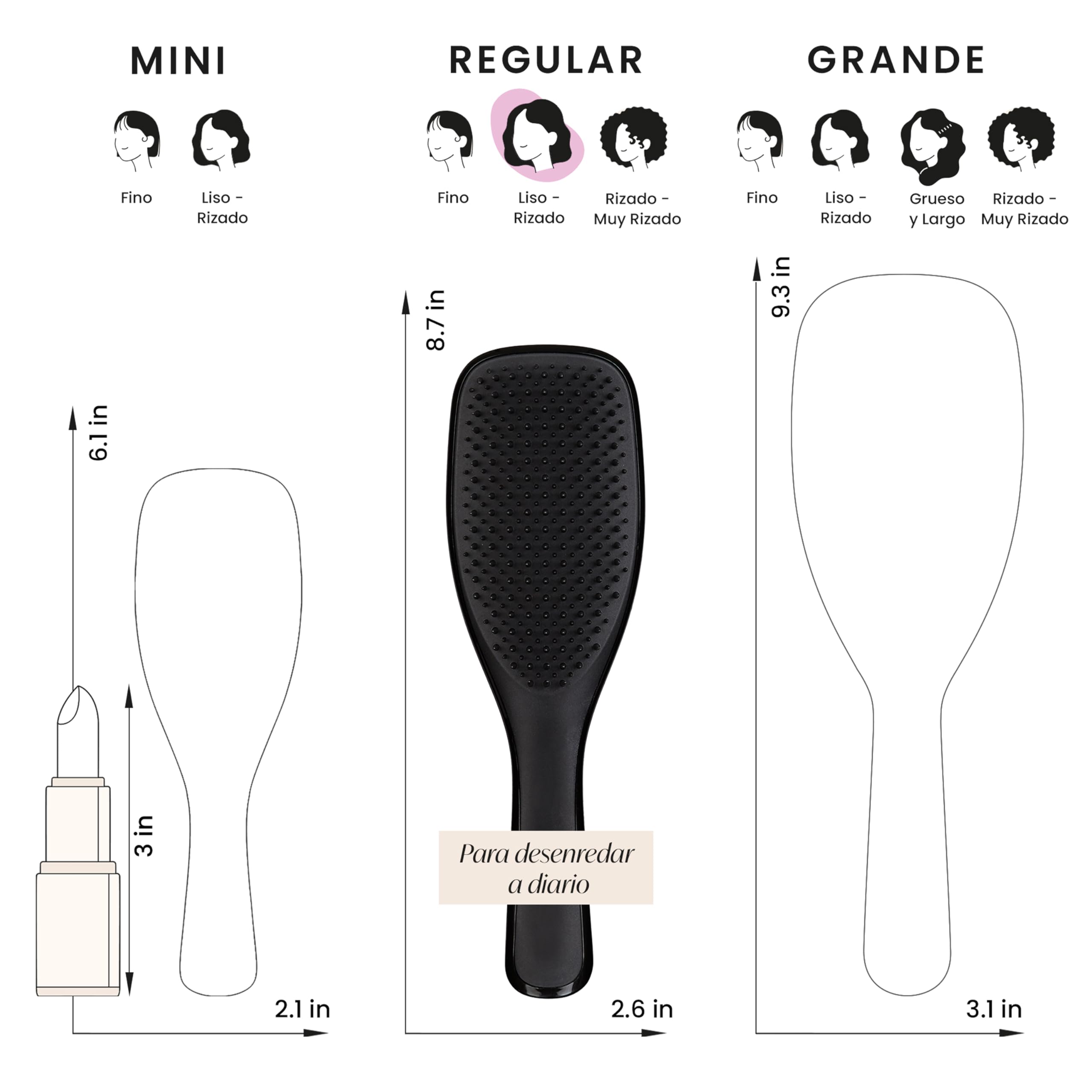 Tangle Teezer Ultimate Detangler Hairbrush - Cepillo Desenredante para Pelo Seco y Mojado - Apto para Todo Tipo de Cabello - Púas de Doble Altura para Menos Rotura y Sin Nudos - Negro Regaliz