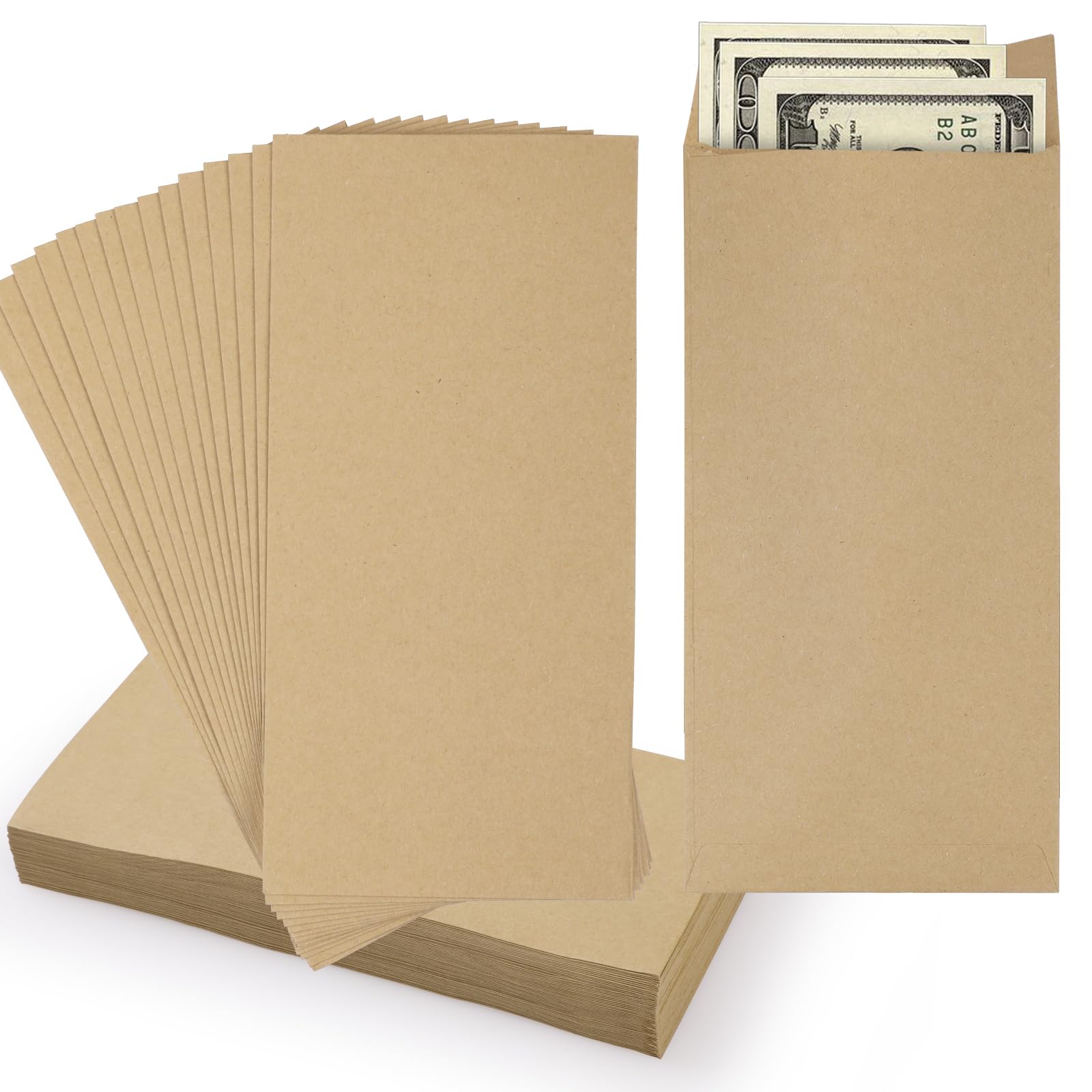 Buste per denaro kraft autoadesive 8,1 x 16,5 cm GeeRic Confezione da 100
