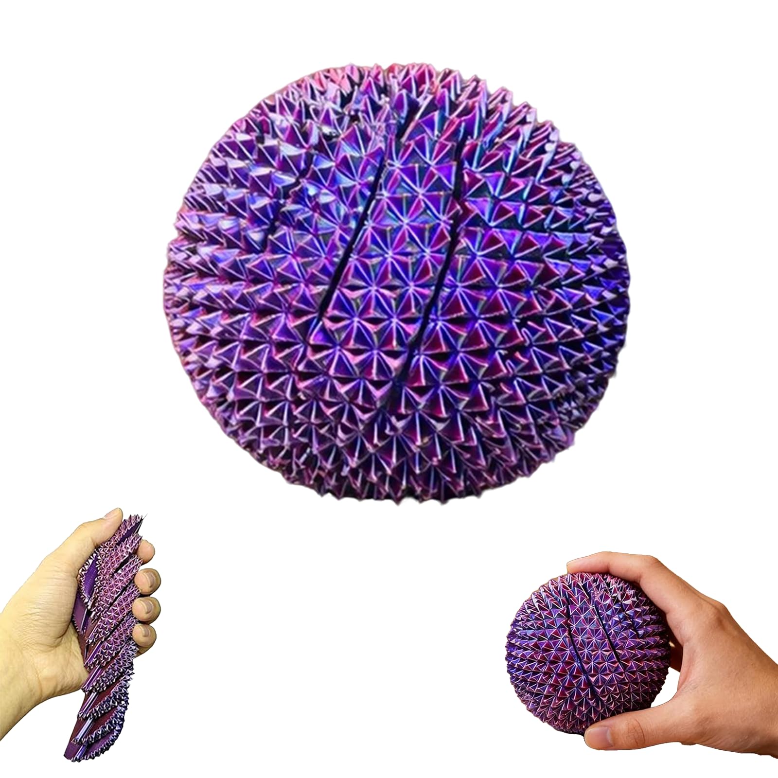 Spiky Sensory Trigger Twisty Spiral Fidget Sphere, 3D Printed Spiky Massage Ball Fidget Toy for Adults, Pain Stim Fidget, Expandable Spiral Fidget Ball Stress Relief Desk Toy (A-8.3cm)
