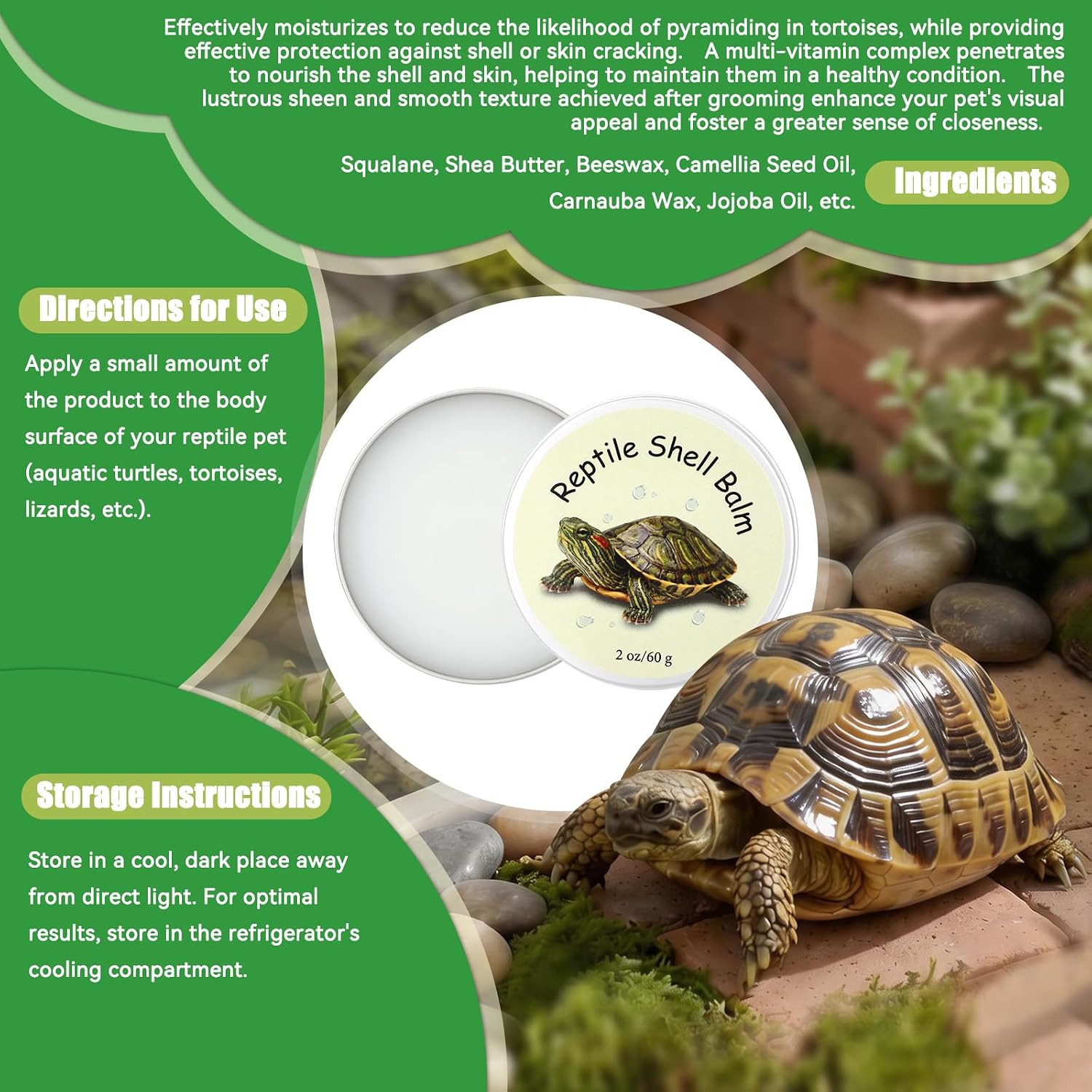 3 Pack Reptile Turtle Shell Balm 2.1 oz Care Conditioner Moisturizer for Tortoise, Lizard, Reptiles Skin Dryness Cleaner Balm Cream Prevent Skin for Basking Platform, Tank, and Rock