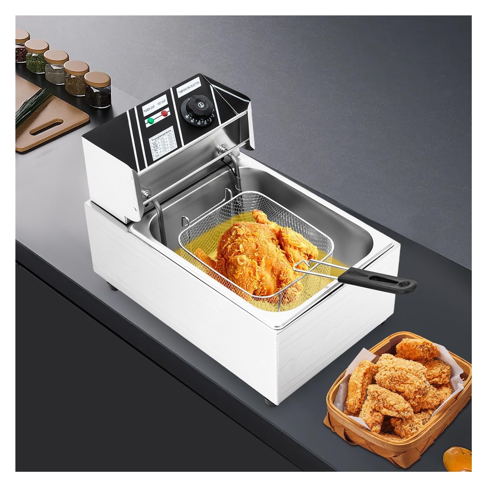 Freidora, Acero Inoxidable 6L, Churros Eléctrica Con Cesta Calentamiento RáPido