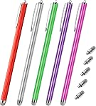 Stylus pens for Touch Screens [5 Pack Long Pen Body] Fiber mesh Tips High Sensitivity & Fine Point Capacitive Pen Compatible for ipad iPhone Android Tablet Laptop Microsoft Surface Chromebook