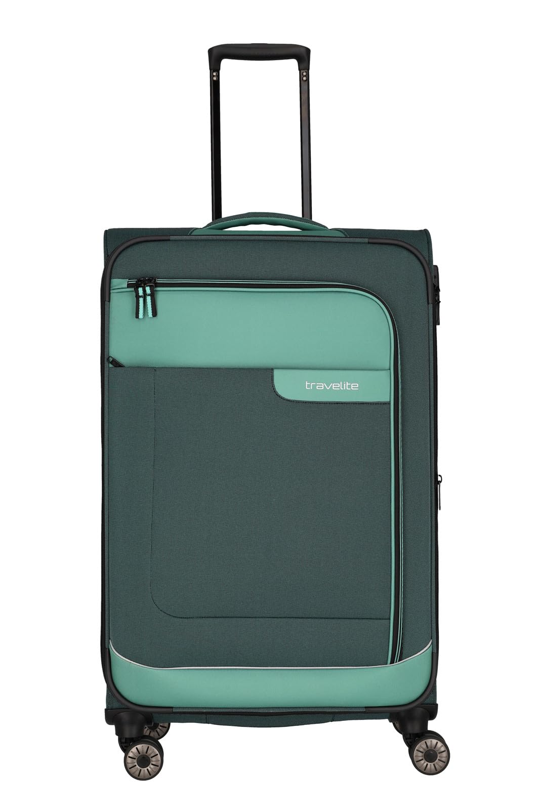 Travelite Zestaw walizek 4-częściowy, miękka obudowa, 4 rolki, Eukaliptus (zielony), Trolley L erw. (77 cm), casual