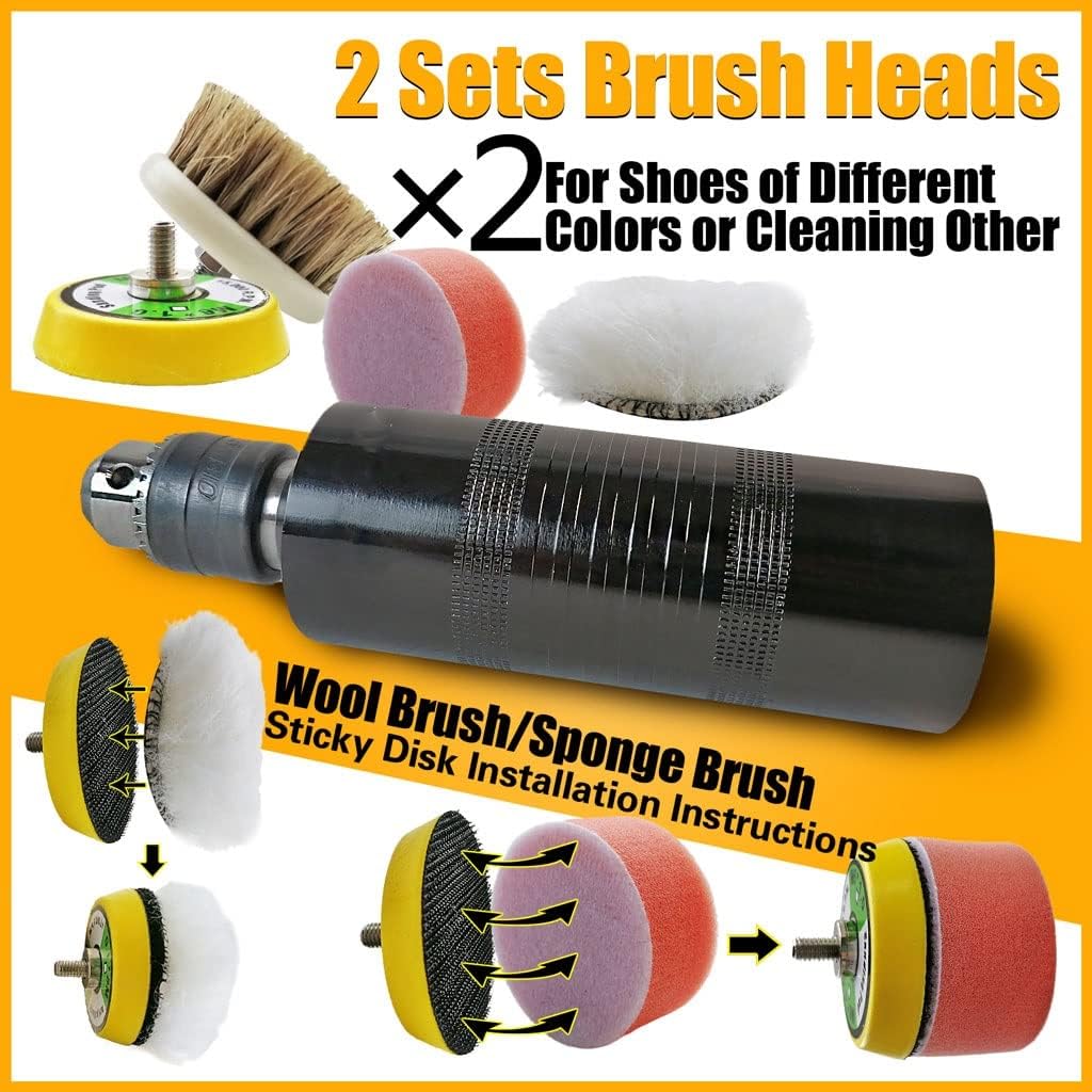 Shoe Brushes Adjustable Speed Electric Shoe Polisher Kit Clean Dust Leather Care Shine Set Polishing Boot Shoe