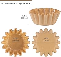 Vista 5 de Caperci Moldes Naturales Mini para Cupcakes Resistentes a la Grasa 200 Unidades - Moldes de Papel Extra Resistentes para Hornear Muffins, Sin Olor