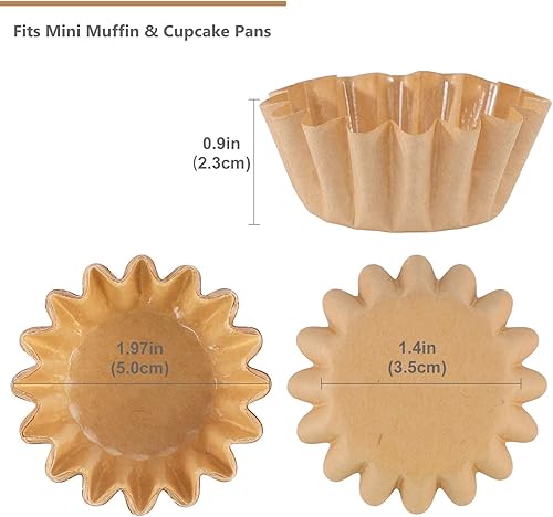 Miniatura 5 de Caperci Forros naturales para magdalenas resistentes a la grasa, 200 unidades, tazas de papel resistentes para hornear muffins, inodoro, no necesita