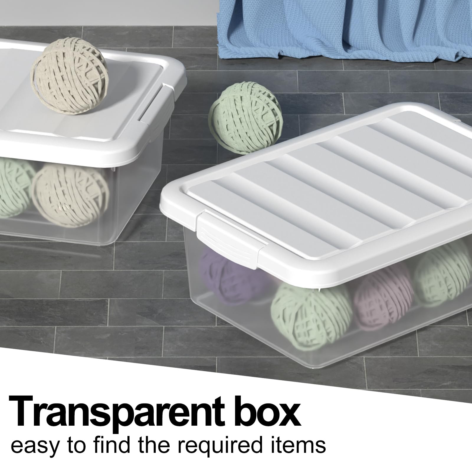 15 L Groß Aufbewahrungsbox Kisten Plastik mit Deckel, Kunststoff, Weiß, 2 Stück